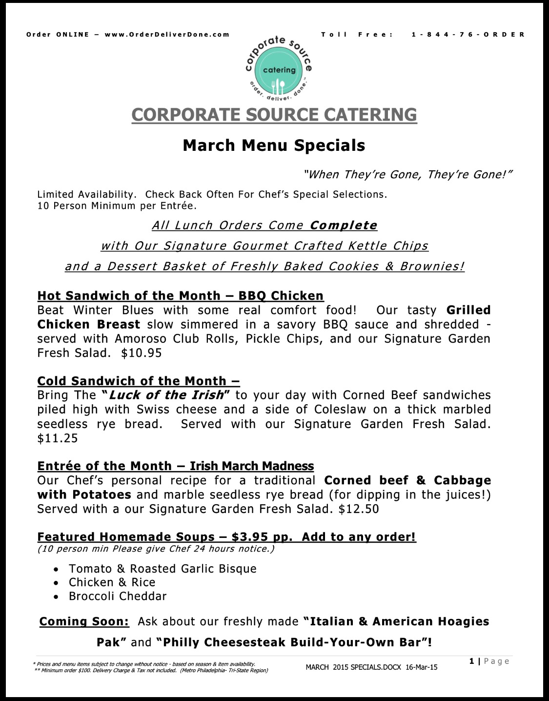 March Specials